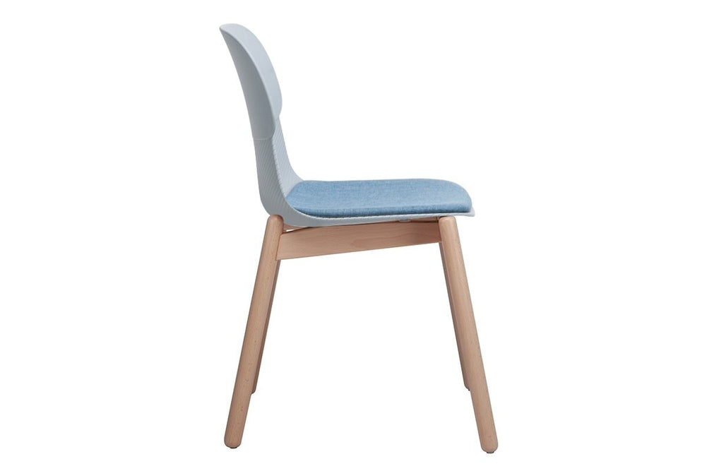 Sammy Plastic Chair - Wooden Leg-grey with pad  