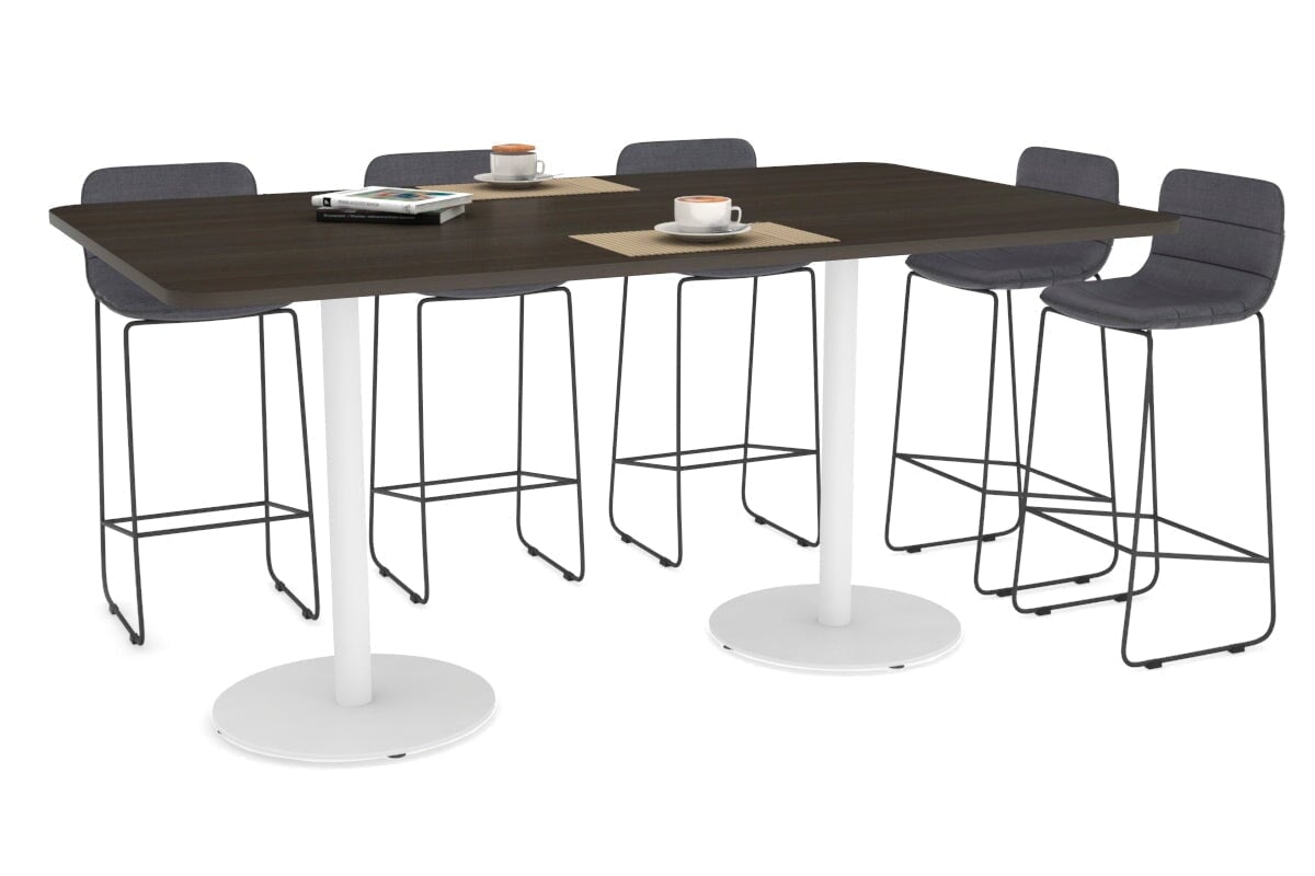Sapphire Counter Table - Disc Base Rounded Corners [1800L x 1100W with Rounded Corners] Jasonl 540mm white base dark oak 