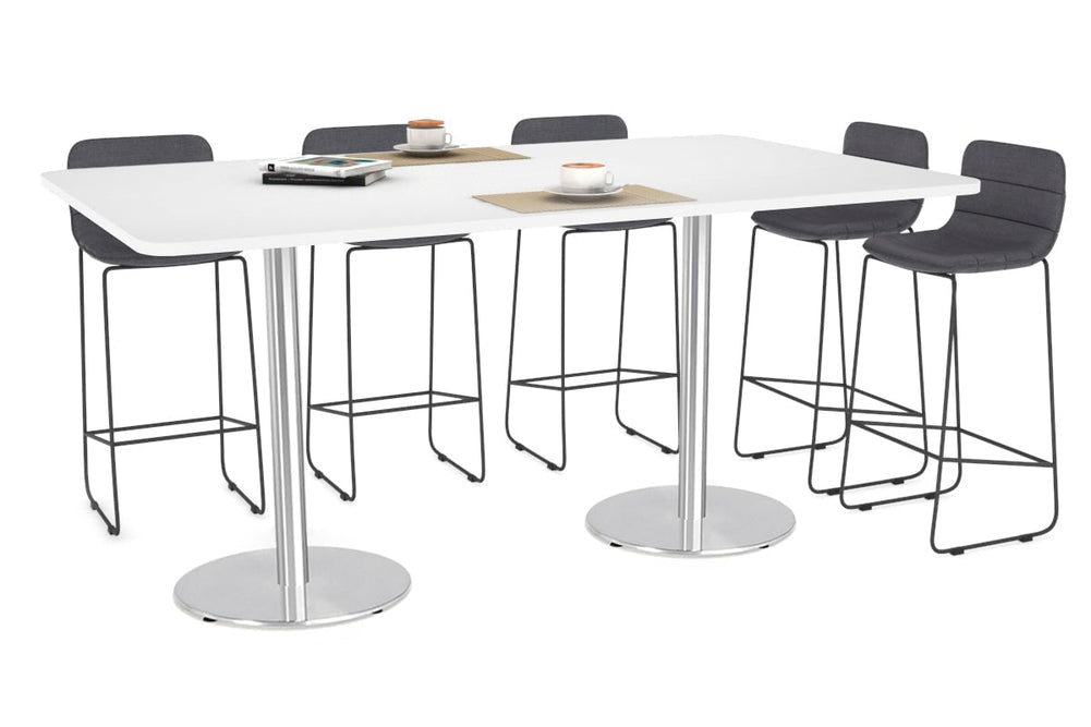 Sapphire Disc Base Counter Table - Rounded Corners [1800L x 1100W with Rounded Corners]-540mm stainless steel base white 