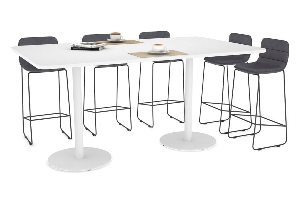 Sapphire Disc Base Counter Table - Rounded Corners [1800L x 1100W with Rounded Corners]-540mm white base white 