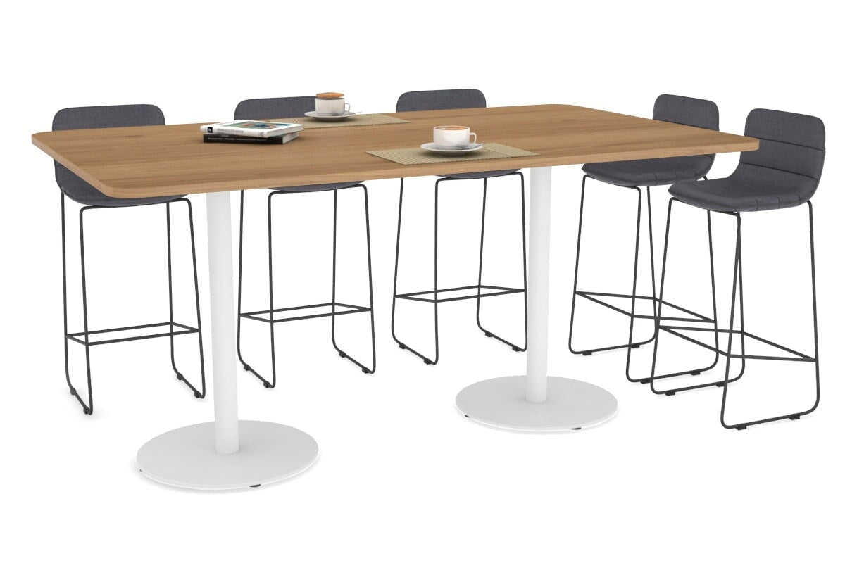 Sapphire Counter Table - Disc Base Rounded Corners [1800L x 1100W with Rounded Corners] Jasonl 540mm white base salvage oak 