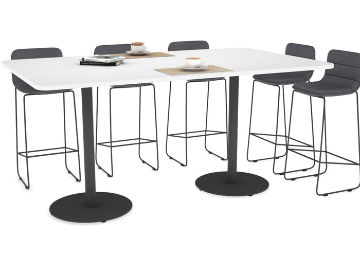 Sapphire Counter Table - Disc Base Rounded Corners [1800L x 1100W with Rounded Corners] Jasonl 540mm black base white 