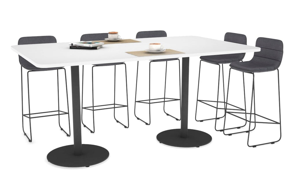 Sapphire Disc Base Counter Table - Rounded Corners [1800L x 1100W with Rounded Corners]-540mm black base white 