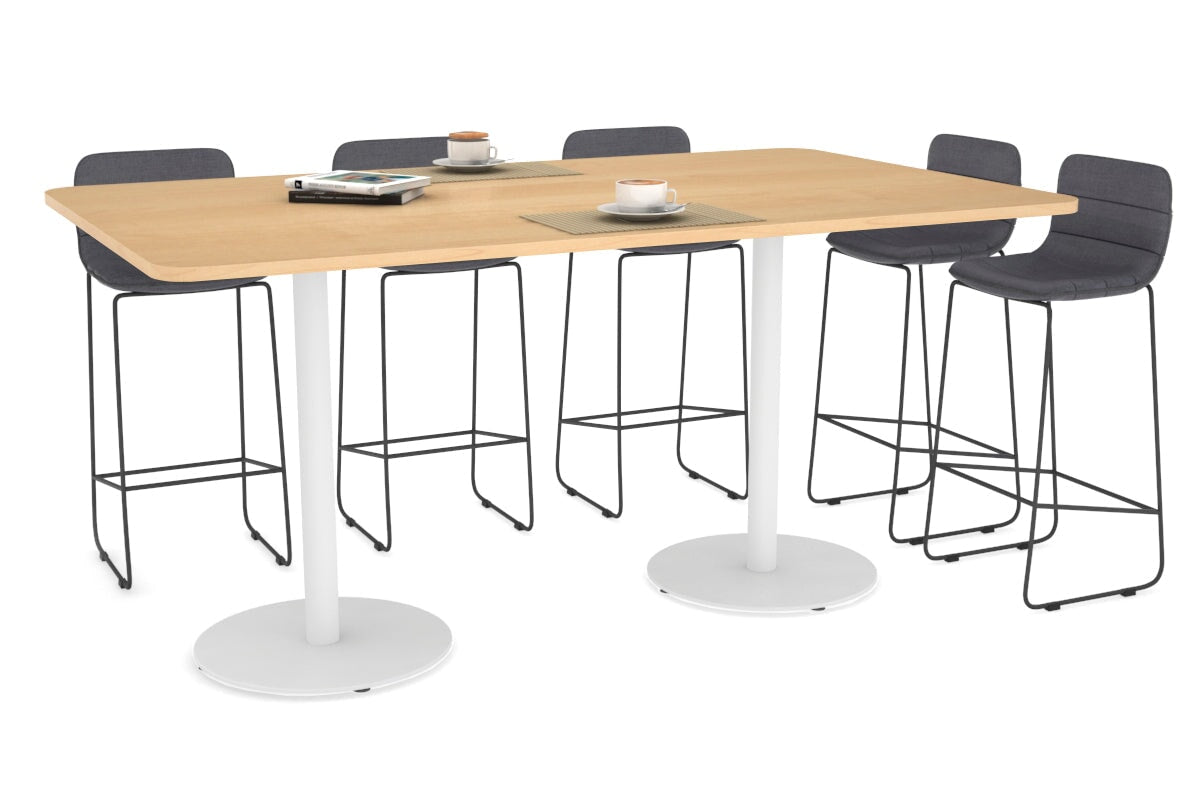 Sapphire Counter Table - Disc Base Rounded Corners [1800L x 1100W with Rounded Corners] Jasonl 540mm white base maple 