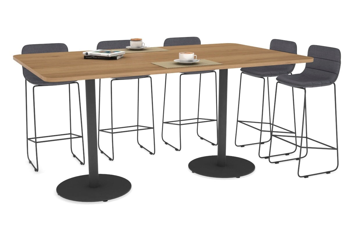 Sapphire Counter Table - Disc Base Rounded Corners [1800L x 1100W with Rounded Corners] Jasonl 540mm black base salvage oak 
