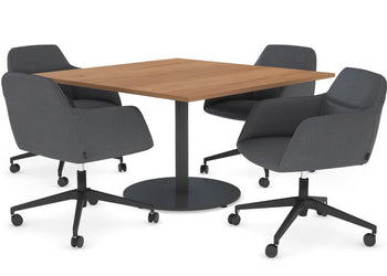 Sapphire Disc Base Boardroom Rectangle Table [1200L x 1200W] EZ Hospitality black base salvage oak 