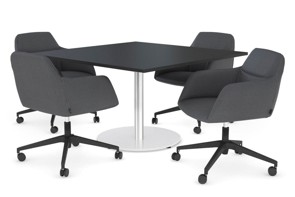 Sapphire Disc Base Boardroom Rectangle Table [1200L x 1200W]-stainless steel base black 