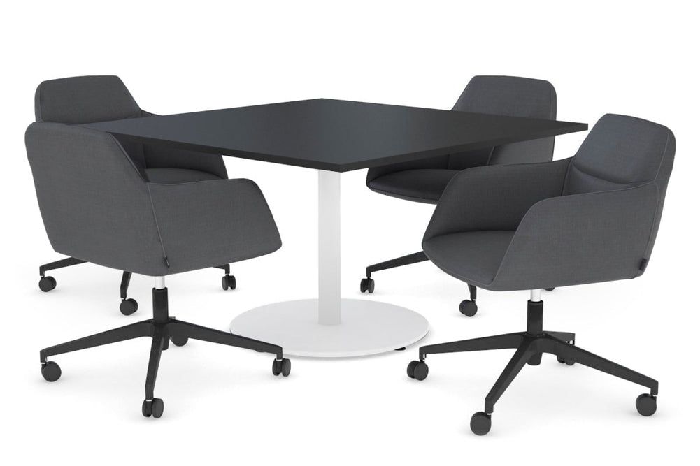 Sapphire Disc Base Boardroom Rectangle Table [1200L x 1200W]-white base black 
