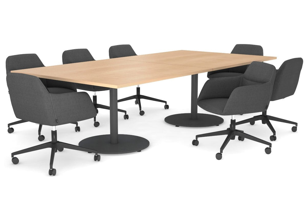 Sapphire Disc Base Boardroom Rectangle Table [2400L x 1200W]-black base maple 