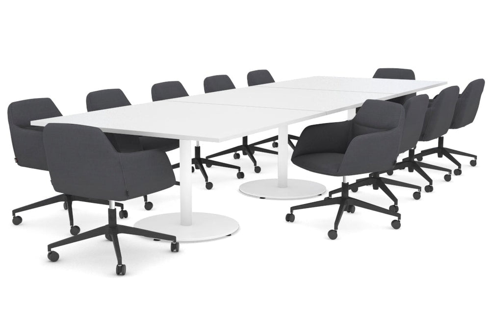 Sapphire Disc Base Boardroom Rectangle Table [3600L x 1200W]-white base white 