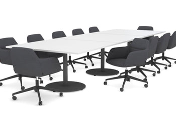 Sapphire Disc Base Boardroom Rectangle Table [3600L x 1200W] Jasonl black base white 