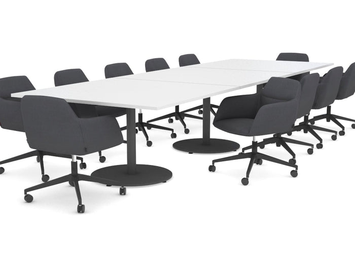 Sapphire Disc Base Boardroom Rectangle Table [3600L x 1200W] Jasonl black base white 