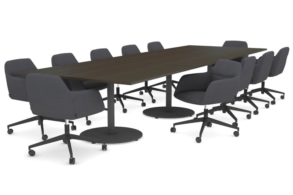 Sapphire Disc Base Boardroom Rectangle Table [3600L x 1200W]-black base dark oak 