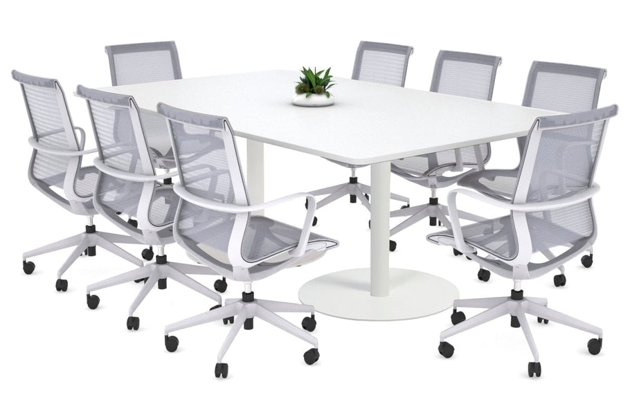 Environmental image of Sapphire Disc Base Boardroom Rectangle Table - Rounded Corners [1800L x 1100W with Rounded Corners]
