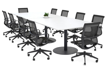 Sapphire Disc Base Boardroom Rectangle Table - Rounded Corners [3200L x 1100W with Rounded Corners] Jasonl black base white 
