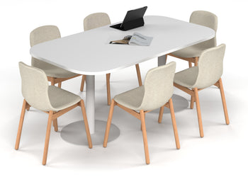 Sapphire Disc Base Boardroom Table - Large Rounded Corners [1800L x 1000W with Large Rounded Corners] Jasonl white leg white 