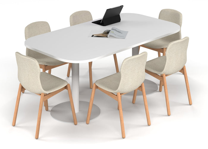 Sapphire Disc Base Boardroom Table - Large Rounded Corners [1800L x 1000W with Large Rounded Corners] Jasonl white leg white 