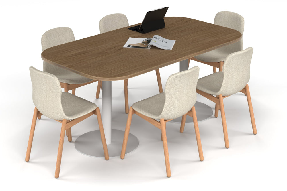 Sapphire Disc Base Boardroom Table - Large Rounded Corners [1800L x 1000W with Large Rounded Corners]-white leg salvage oak 