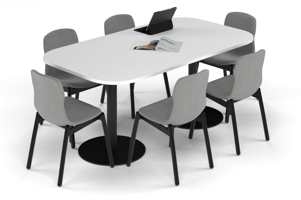 Sapphire Disc Base Boardroom Table - Large Rounded Corners [1800L x 1000W with Large Rounded Corners]-black leg white 