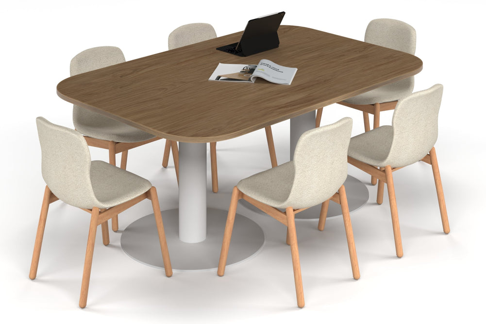 Sapphire Disc Base Boardroom Table - Large Rounded Corners [1800L x 1200W with Large Rounded Corners]-white leg salvage oak 