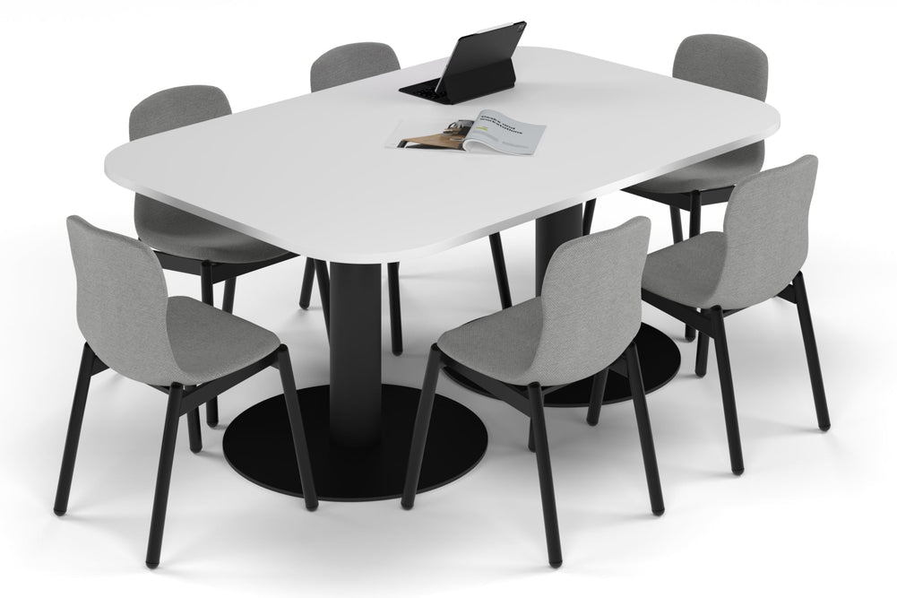 Sapphire Disc Base Boardroom Table - Large Rounded Corners [1800L x 1200W with Large Rounded Corners]-black leg white 