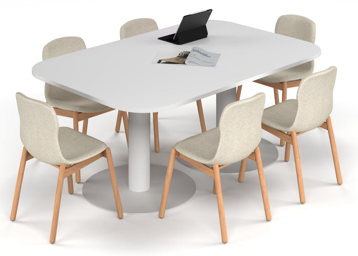 Sapphire Disc Base Boardroom Table - Large Rounded Corners [1800L x 1200W with Large Rounded Corners] Jasonl white leg white 