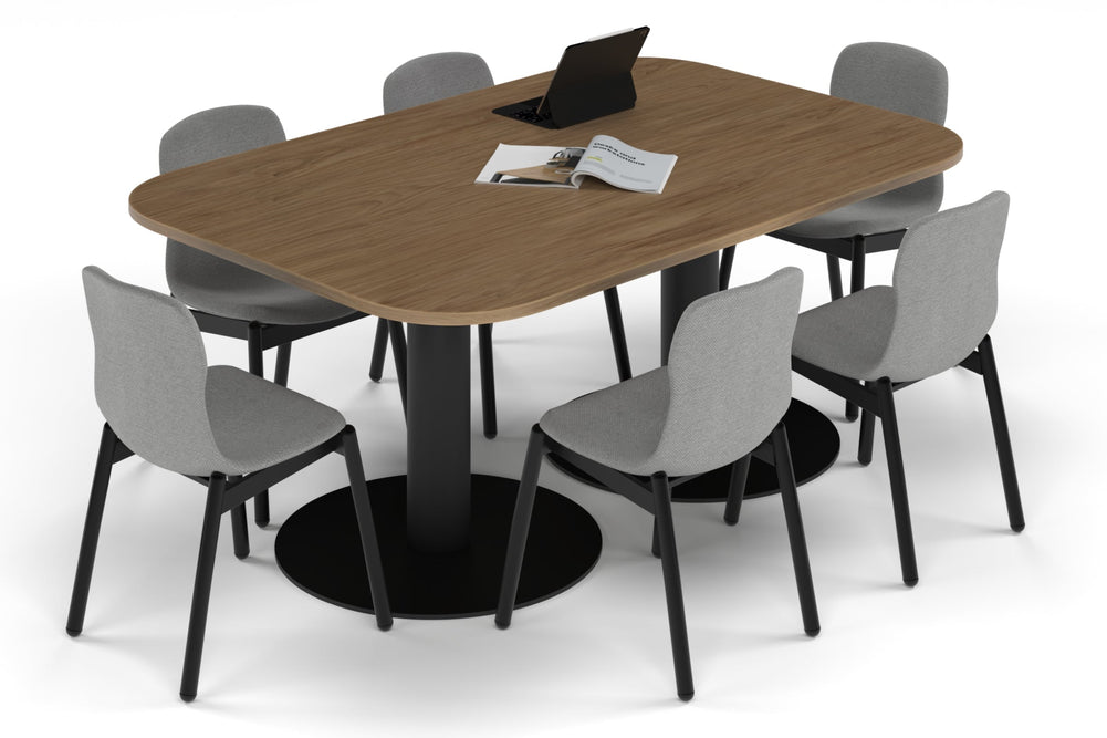 Sapphire Disc Base Boardroom Table - Large Rounded Corners [1800L x 1200W with Large Rounded Corners]-black leg salvage oak 