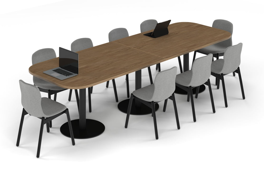 Sapphire Disc Base Boardroom Table - Large Rounded Corners [3000L x 1000W with Large Rounded Corners]-black leg salvage oak 