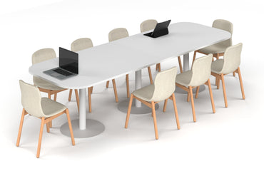 Sapphire Disc Base Boardroom Table - Large Rounded Corners [3000L x 1000W with Large Rounded Corners] Jasonl white leg white 