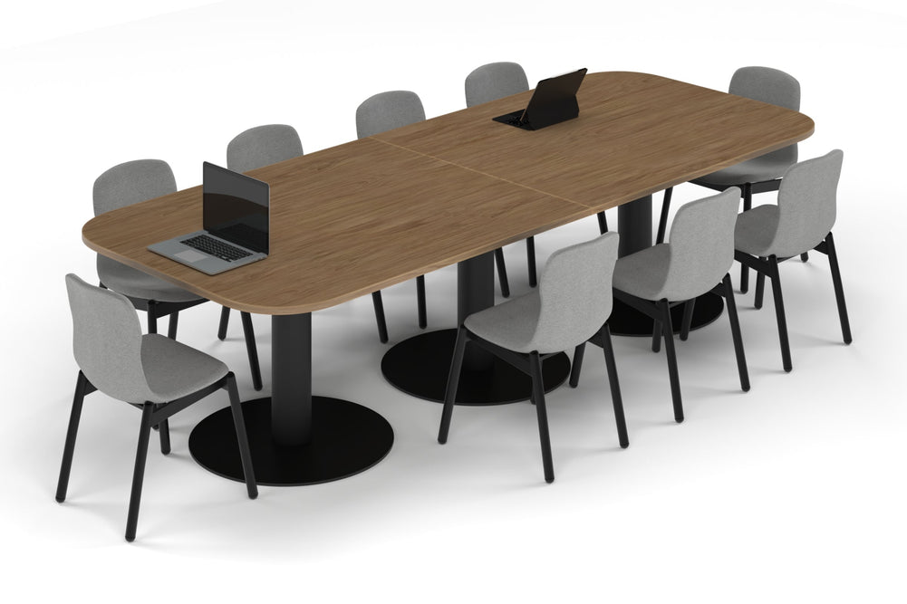 Sapphire Disc Base Boardroom Table - Large Rounded Corners [3000L x 1200W with Large Rounded Corners]-black leg salvage oak 