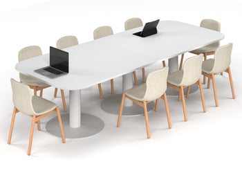 Sapphire Disc Base Boardroom Table - Large Rounded Corners [3000L x 1200W with Large Rounded Corners] Jasonl white leg white 