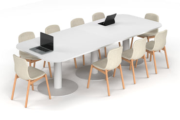 Sapphire Disc Base Boardroom Table - Large Rounded Corners [3000L x 1200W with Large Rounded Corners] Jasonl white leg white 