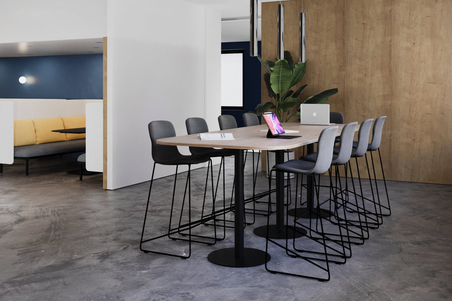 Environmental image of Sapphire Disc Base Counter Table - Large Rounded Corners [1800L x 1000W with Large Rounded Corners]