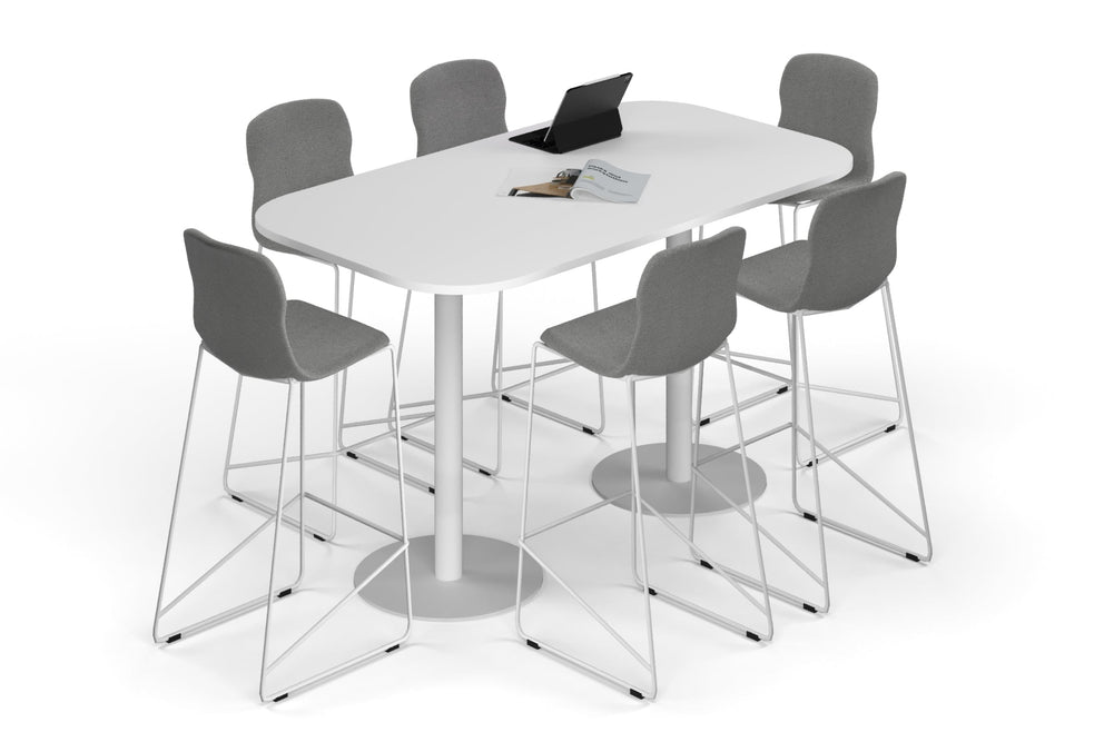 Sapphire Disc Base Counter Table - Large Rounded Corners [1800L x 1000W with Large Rounded Corners]-white leg white 