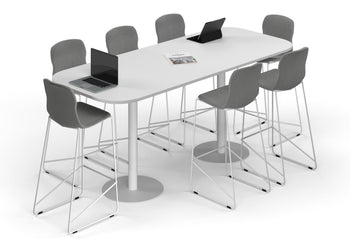 Sapphire Disc Base Counter Table - Large Rounded Corners [2400L x 1000W with Large Rounded Corners] Jasonl white leg white 