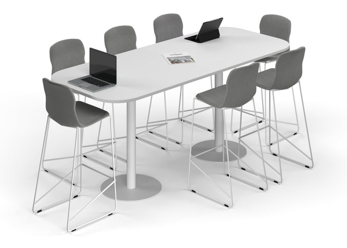 Sapphire Disc Base Counter Table - Large Rounded Corners [2400L x 1000W with Large Rounded Corners] Jasonl white leg white 