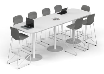 Sapphire Disc Base Counter Table - Large Rounded Corners [3000L x 1000W with Large Rounded Corners] Jasonl white leg white 