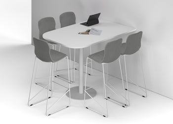 Sapphire Disc Base Half Counter Table - Large Rounded Corners [1500L x 1000W with Large Rounded Corners] Jasonl white leg white 