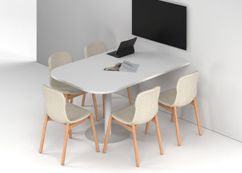 Sapphire Disc Base Half Meeting Table - Large Rounded Corners [1500L x 1000W with Large Rounded Corners] Jasonl white leg white 