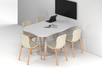  - Sapphire Disc Base Half Meeting Table - Large Rounded Corners [1500L x 1000W with Large Rounded Corners] - 1