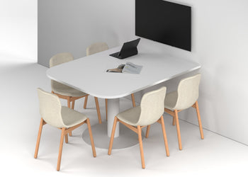 Sapphire Disc Base Half Meeting Table - Large Rounded Corners [1500L x 1200W with Large Rounded Corners] Jasonl white leg white 