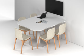 Sapphire Disc Base Half Meeting Table - Large Rounded Corners [1500L x 1200W with Large Rounded Corners] Jasonl white leg white 