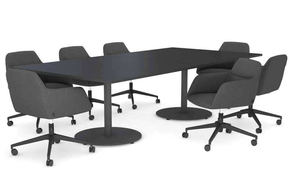 Sapphire Disc Base Boardroom Rectangle Table [2400L x 1200W]-stainless steel base black 
