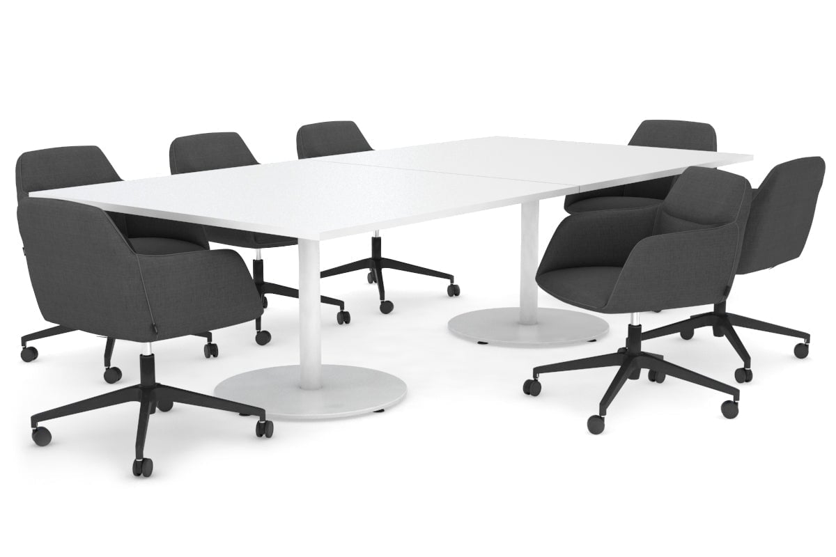 Sapphire Rectangle Boardroom Table - Disc Base [2400L x 1200W] Jasonl white base white 