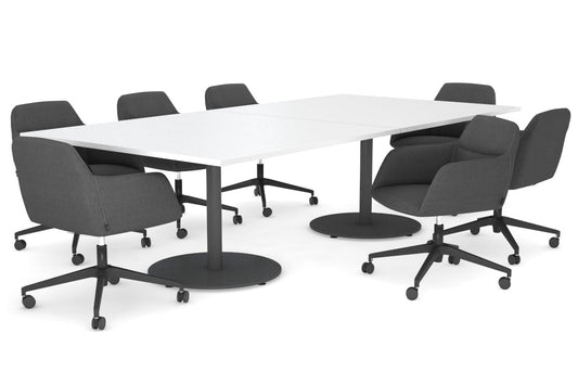Sapphire Rectangle Boardroom Table - Disc Base [2400L x 1200W] Jasonl black base white 