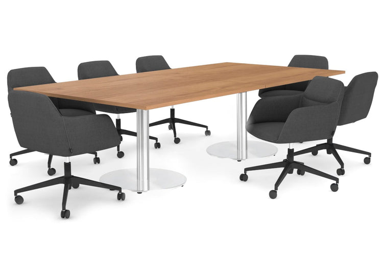 Sapphire Rectangle Boardroom Table - Disc Base [2400L x 1200W] Jasonl stainless steel base salvage oak 