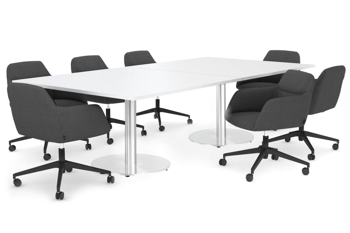 Sapphire Rectangle Boardroom Table - Disc Base [2400L x 1200W] Jasonl stainless steel base white 