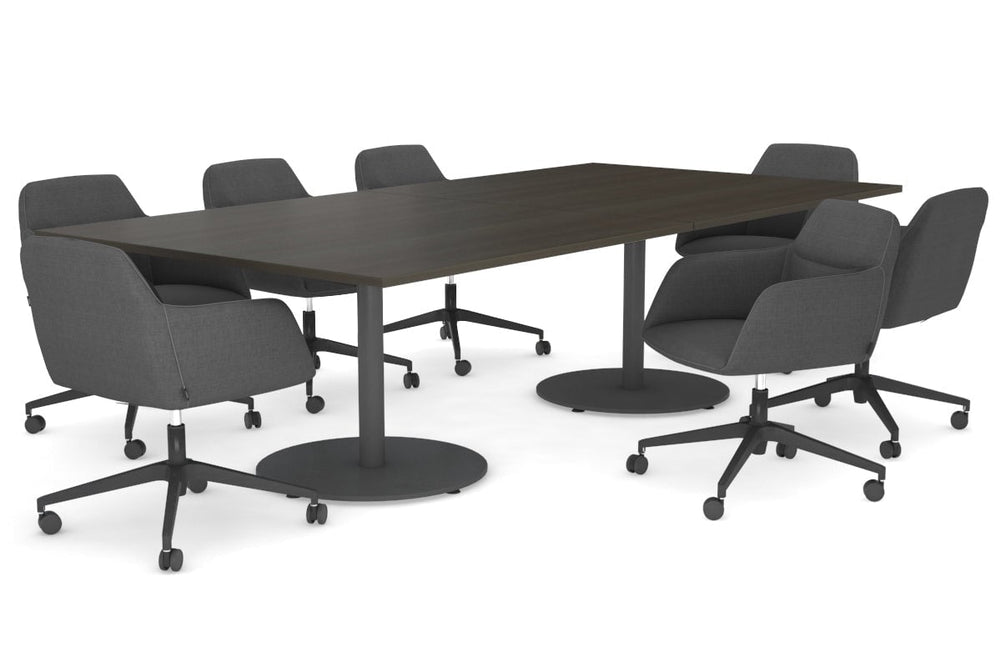 Sapphire Disc Base Boardroom Rectangle Table [2400L x 1200W]-black base dark oak 