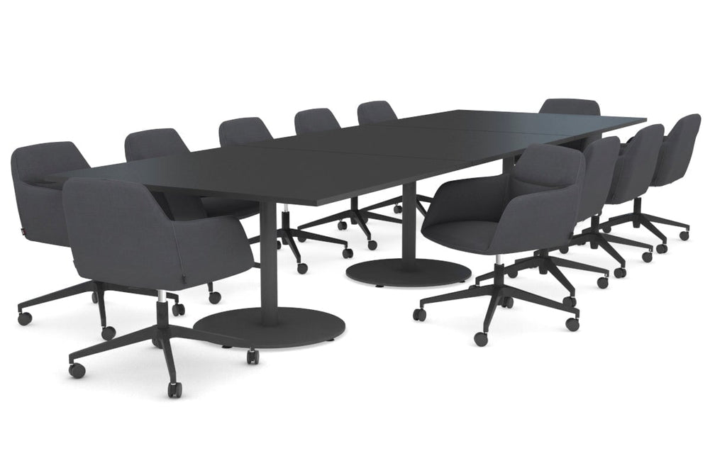 Sapphire Disc Base Boardroom Rectangle Table [3600L x 1200W]-black base black 