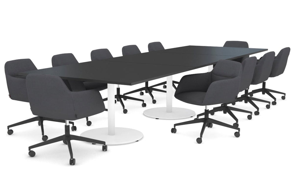 Sapphire Disc Base Boardroom Rectangle Table [3600L x 1200W]-white base black 